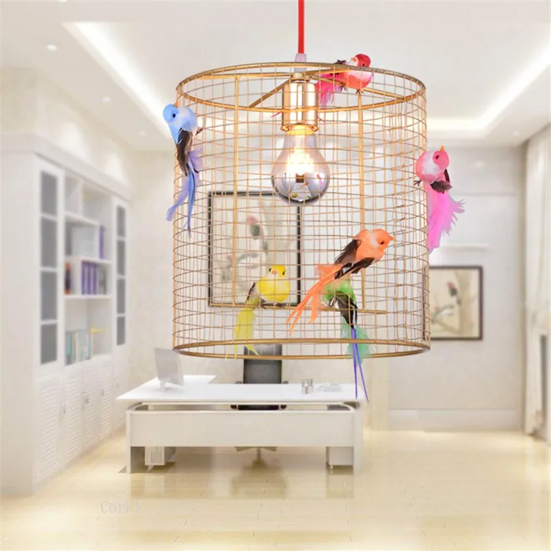 Petite Voliere Pendant lamp Creative birdcage lamp Nordic Loft Living Room Bedroom bird Lamp gold home iron mesh coffee lighting