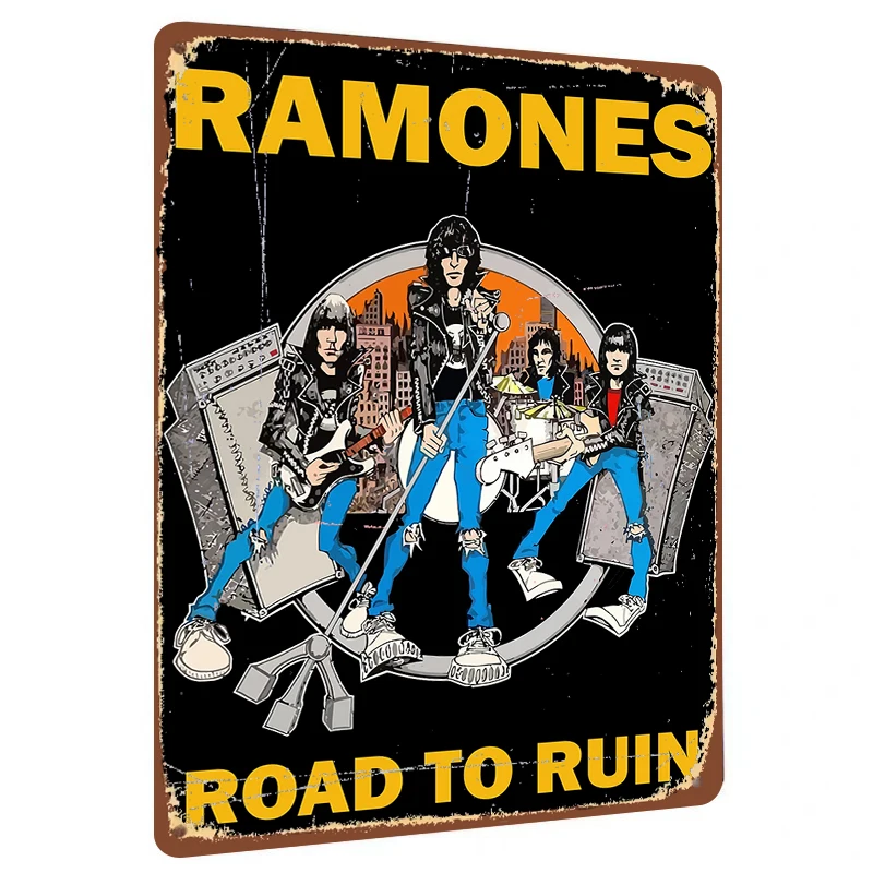 RAMONES Road To Ruin Metal Tin Sign Vintage Rock Band Poster Wall Decor for Music Room Bar