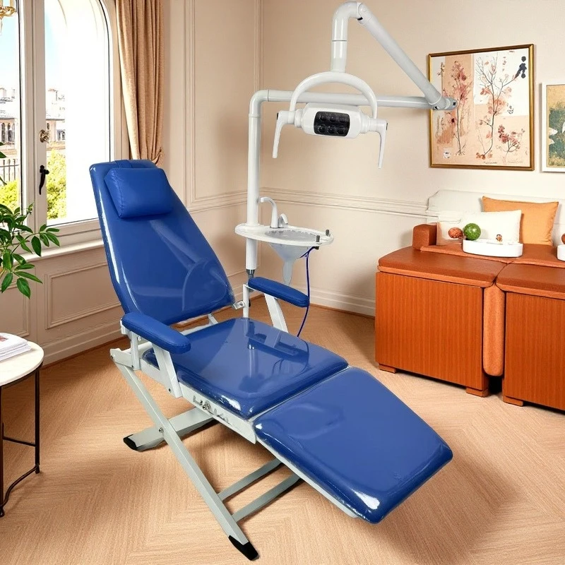 Light Chair Free Clinic Portable Simple Dental Chair Work Desk Folding Chair with Light Strip Spittoon