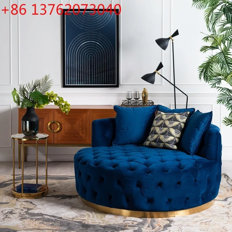 American dark green fabric soft bag buckle special-shaped light luxury metal round sofa reception