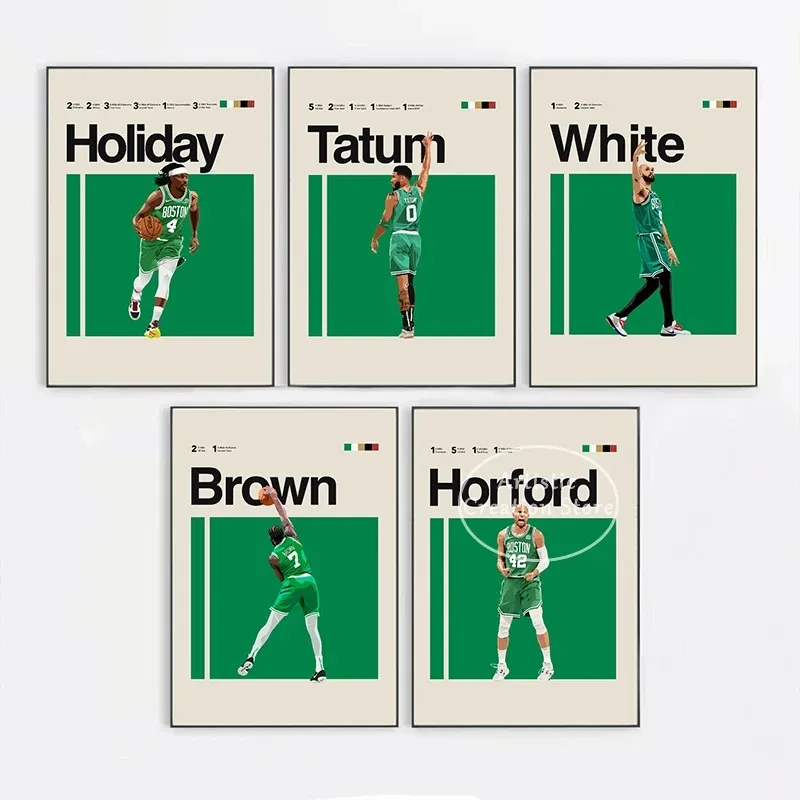 Minimalist Art Basketball Star Tatum Horford Poster Celtics Fan Basketball Bedroom Art Canvas Painting Prints Wall Home Decor