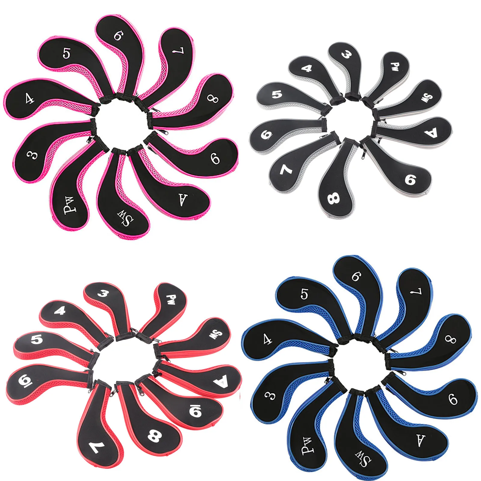 Golf Covers Neoprene Waterproof Golf Iron Head Covers Putter Set Protector Case Golf Accessory 10pcs Golf Driver Head Cover