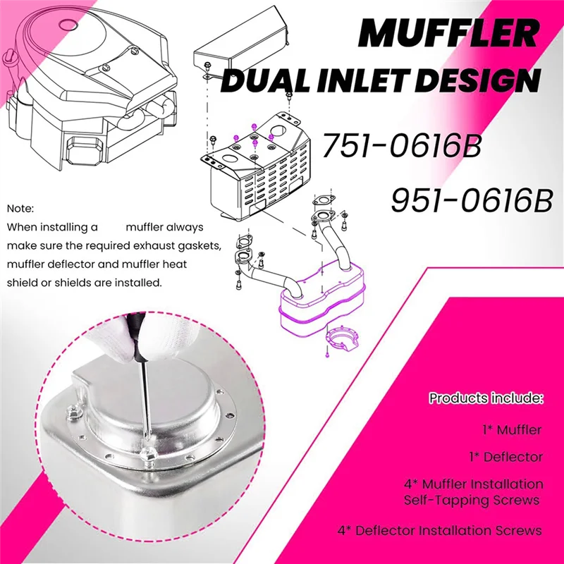 

Exhaust Muffler 751-0616B Twin Inlet For Cub Cadet RZT50 RZT54 RZT42 SC300IP SC500HW SC900 ST 100 Lawn Tractors 95106160-Boom