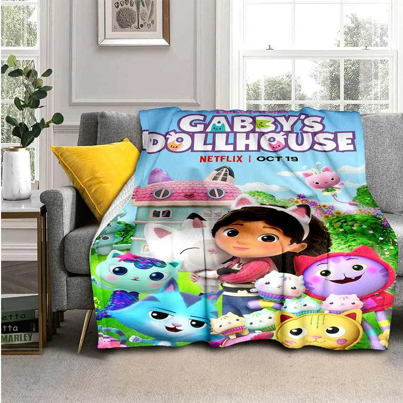 Kawaii Cartoon Anime Gabby's dollhouse Cute Super Soft Throw Blanket,Warm Cozy Blanket for Bed,Bedroom,Living Room,Travel,Hiking