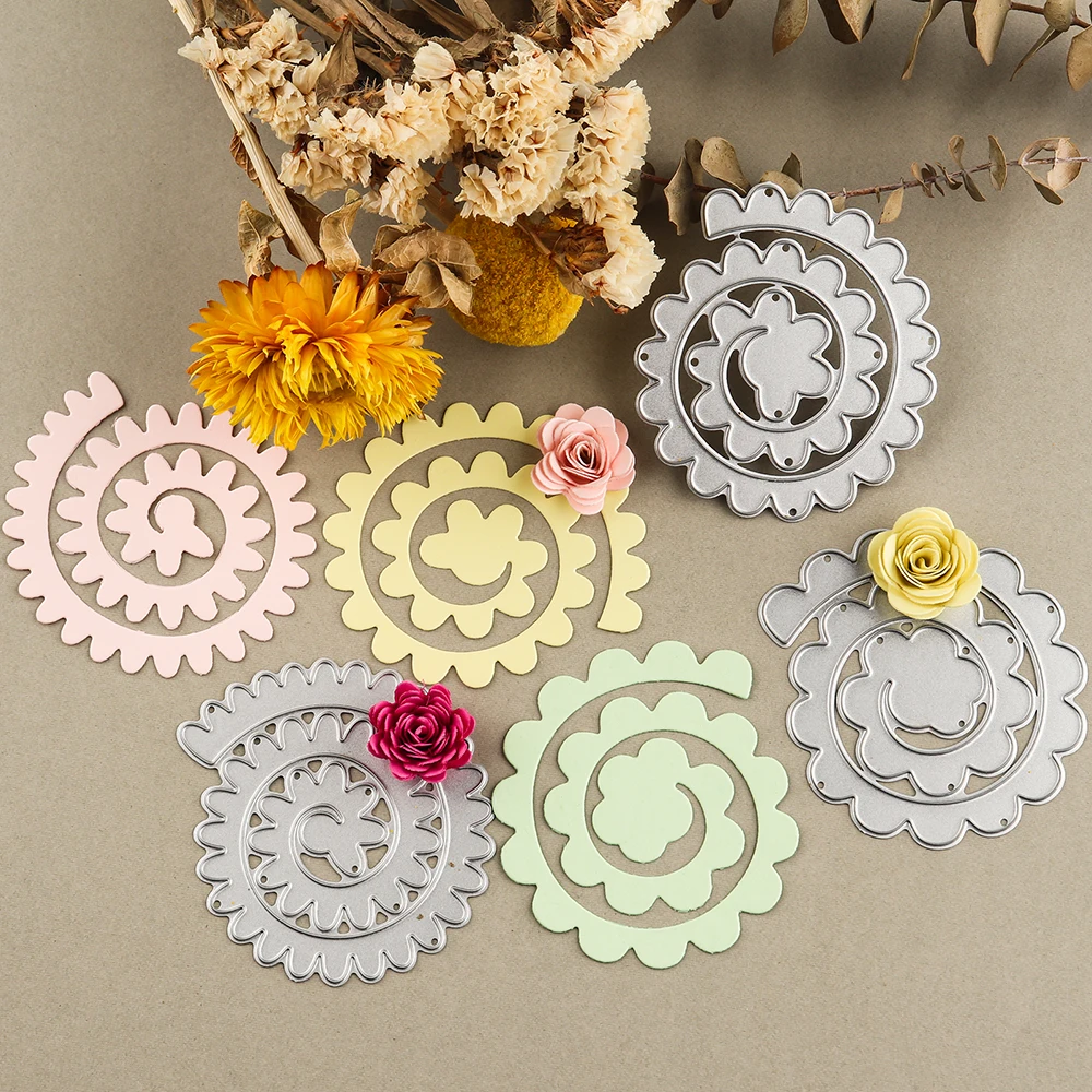 3D Spiral Rolling Flower Garland Metal Cutting Dies For DIY Scrapbooking Decoration Crafts Embossing Paper Card Making New 2023