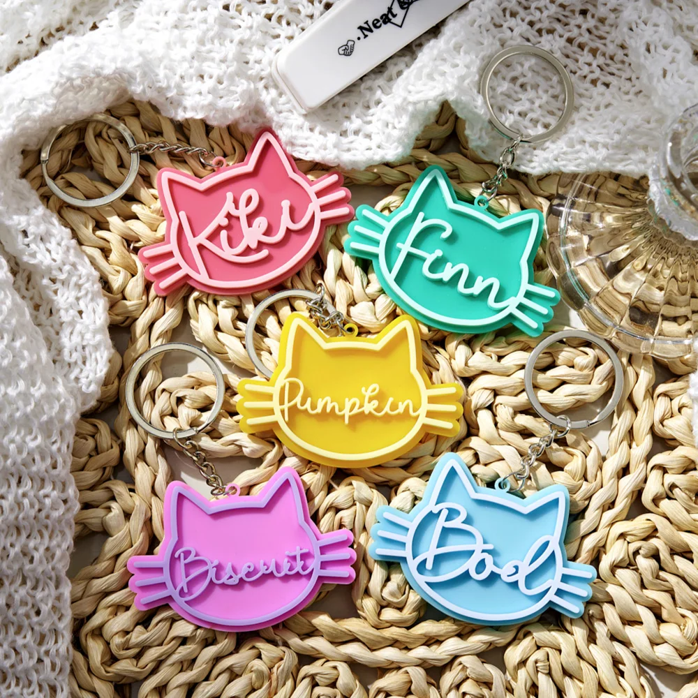 1 шт. брелок из ПММА на заказ — индивидуальное выгравированное имя, дизайн котенка, сделай сам, лазерная гравировка, идеальный аксессуар для ежедневного использования и очаровательный