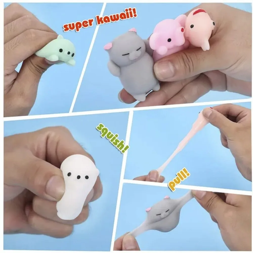 12-64 SZT. Upominki na Przyjęcia Kawaii Zwierzątka Squishy Mochi Gniotek Zabawka Sensoryczna Fidget Zabawki Torebka na Upominki Świąteczne Prezenty do Skarpetek