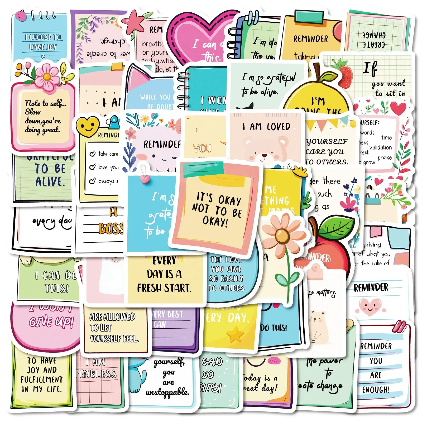 50 Stück inspirierende Worte Text Erinnerung Aufkleber Motivation Leben Zitate Abziehbilder DIY Laptop Arbeitszimmer Scrapbooking Aufkleber