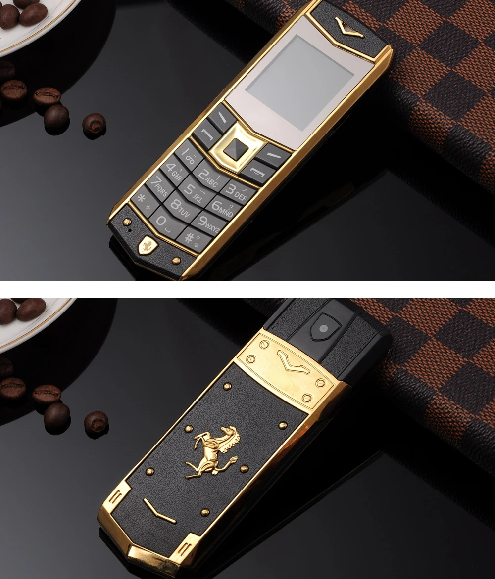 Mini Classic Luxury Phone Metal Frame Dual SIM Bluetooth Dialing Voice Changer Big Keys MP3 FM Long Standby Free Case