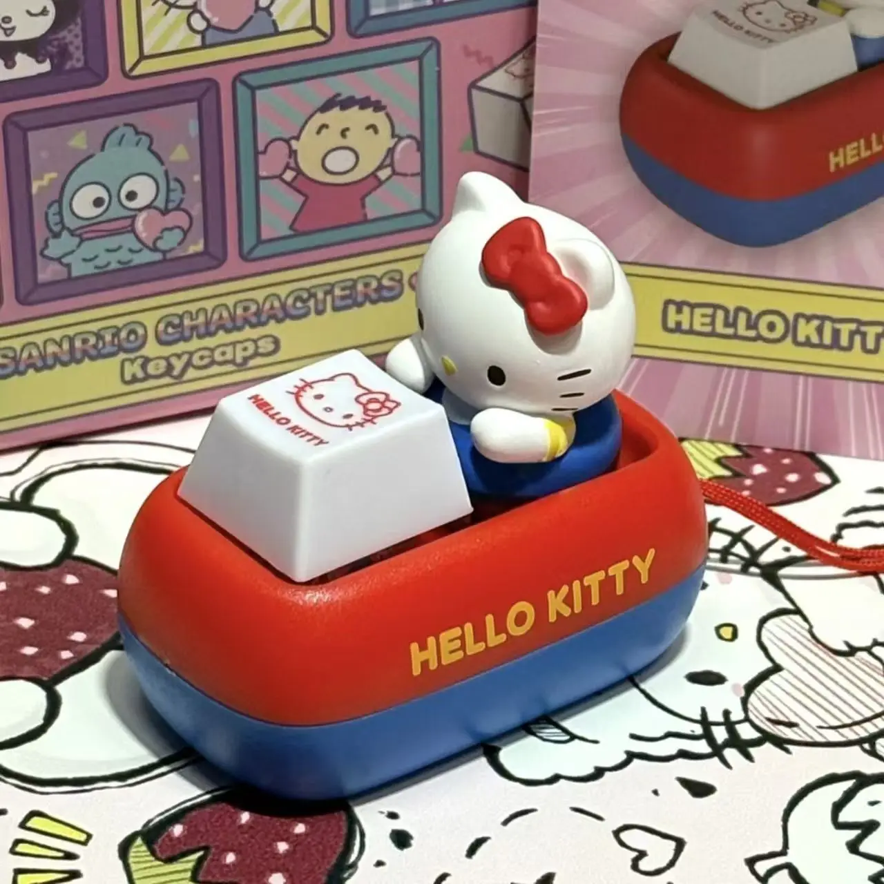 

Аниме-брелок Sanrio Hello Kitty с голосовой кнопкой, кейкап в виде кошки КТ, игрушка-антистресс, кнопка для клавиатуры, мягкая игрушка-сквиши, декор для стола, подарки на день рождения