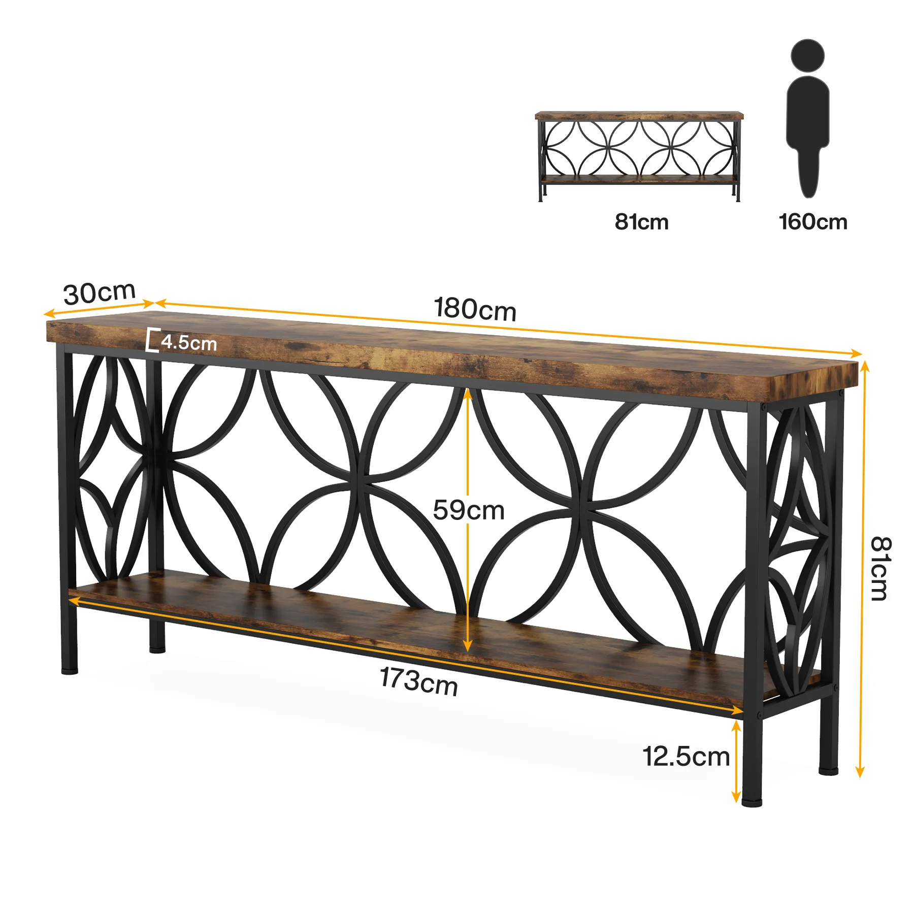 Entrance table, American retro log wind corridor strip table, living room entry non-solid wood table case console