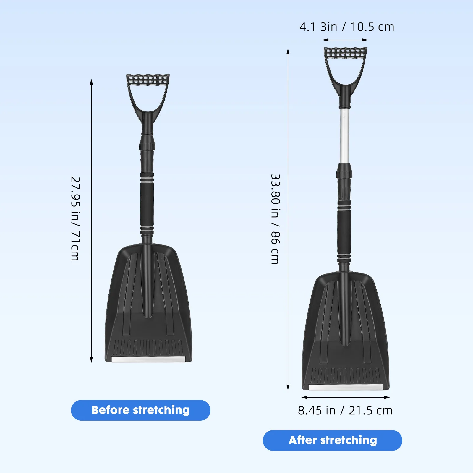 Retractable Snow Shovel Multifunction Deicing Tool for Car Driveway Outdoor Snow Removal Sturdy Camp Shovel Outdoor Tool