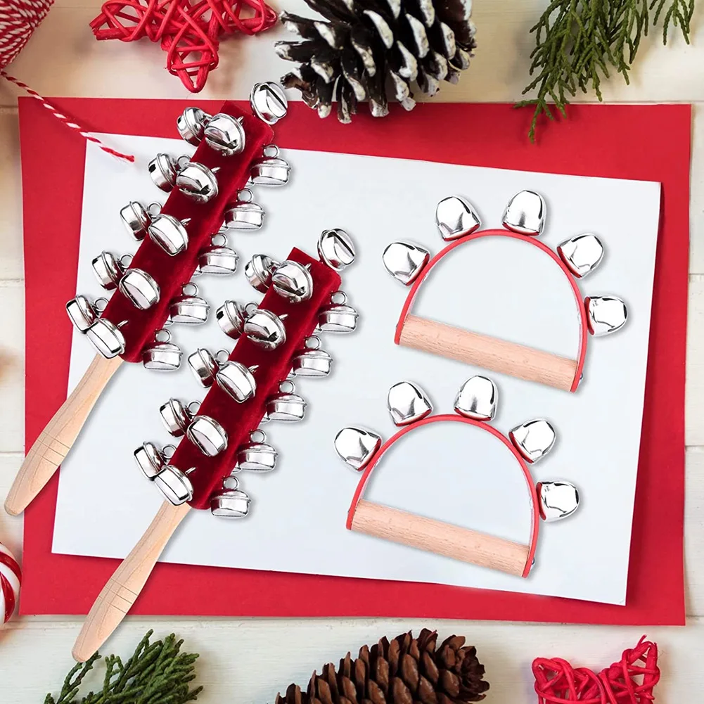 Mão De Natal Jingle Shaker, Trenó De Madeira, Chocalhos De Punho, Instrumentos Musicais