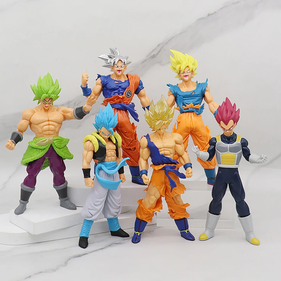 Anime dragon ball z super saiyan son goku broly vegeta anime figura de ação modelo presentes de natal estatuetas colecionáveis para crianças