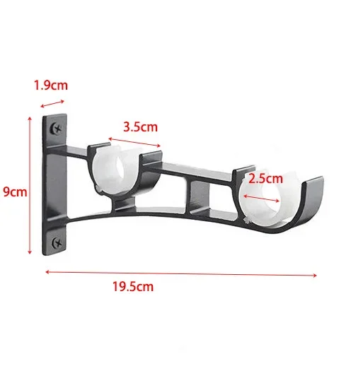 1Set Aluminum alloy curtain rod Roman pole bracket, top mounted single pole double pole base bracket, modern and simple