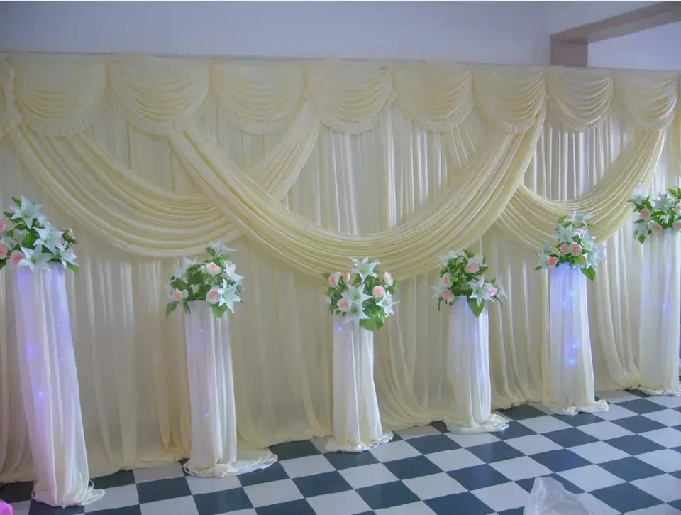 10ftx20ft Curtains Drape Panels Photo Booth Stage Backdrops with Swags Party Wedding Backdrop Decoration