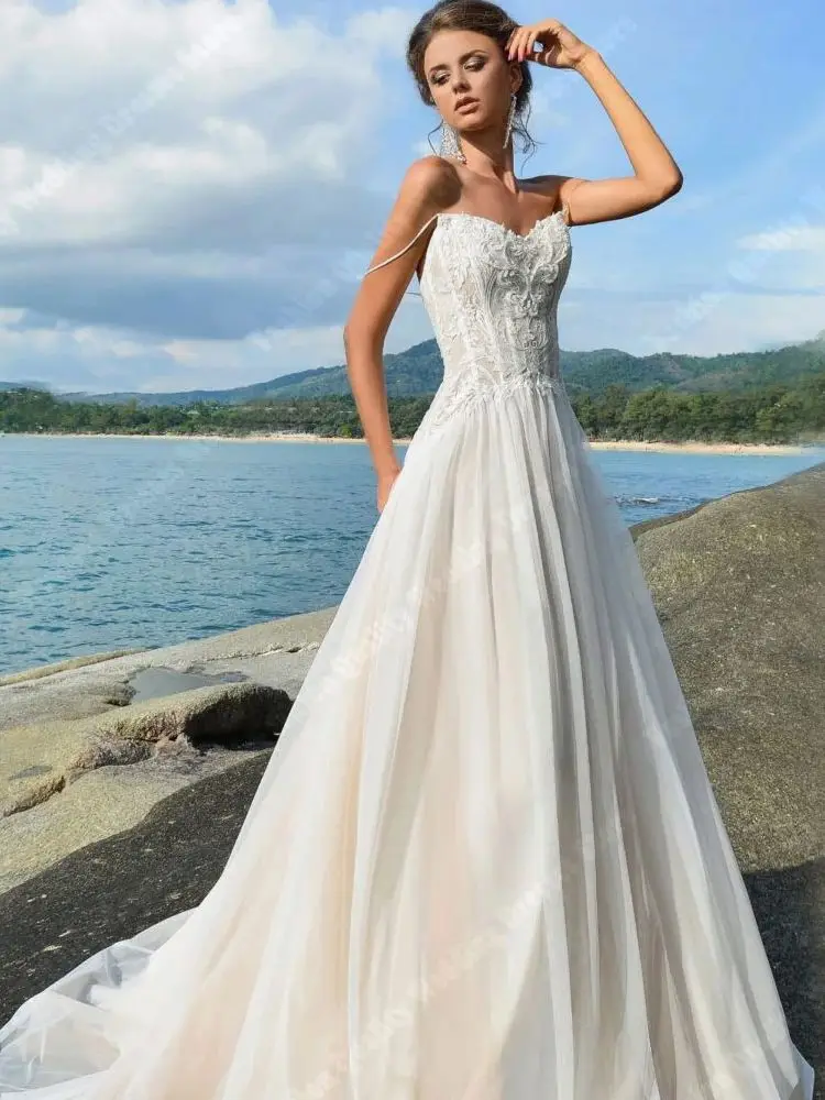 Abiti da sposa da donna in Tulle con colletto a cuore nuovi abiti da sposa senza maniche a-line lunghi lunghezza di lavaggio principessa Vestidos De Novias