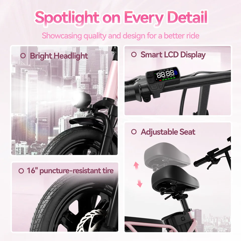Folding Electric Bike, Electric Bicycle with 48V 14AH Removable Battery,  Electric Bike for Adults Teens,16'' Ebike image 7