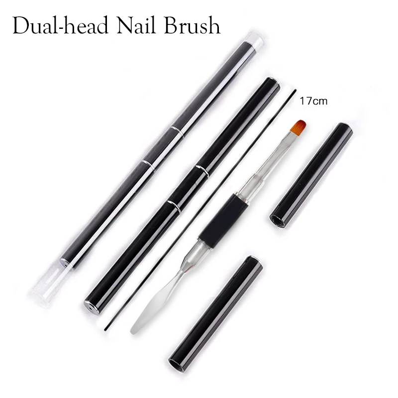 1PC Dual Ended Nail Art Painting Brush Acrylic UV Gel Extension Builder Handle Pattern Coating Drawing Pen DIY Manicure Tools