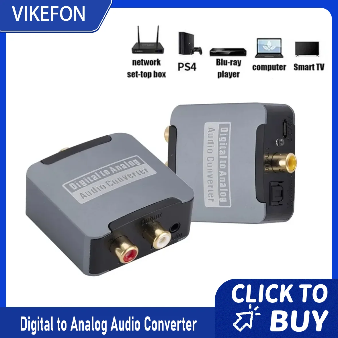 Konwerter SPDIF Optyczny na Analogowy L/R RCA Adapter Toslink Optyczny na Jack 3.5mm Konwerter Audio Cyfrowo-Analogowy 192KHz Digita