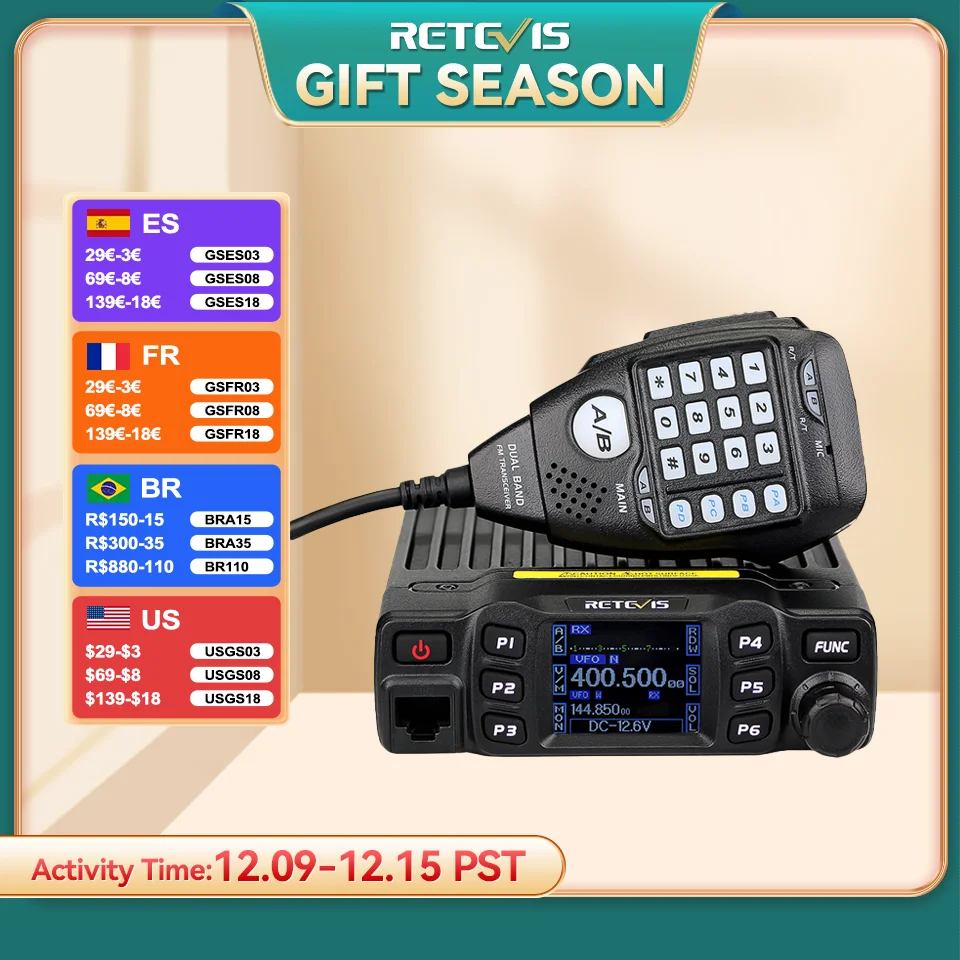 RETEVIS RT95 Car Radio with Screen Ham Car Mobile Radio Station Autoradio Two-way Radio 25W VHF UHF CHIRP Anytone Base Station