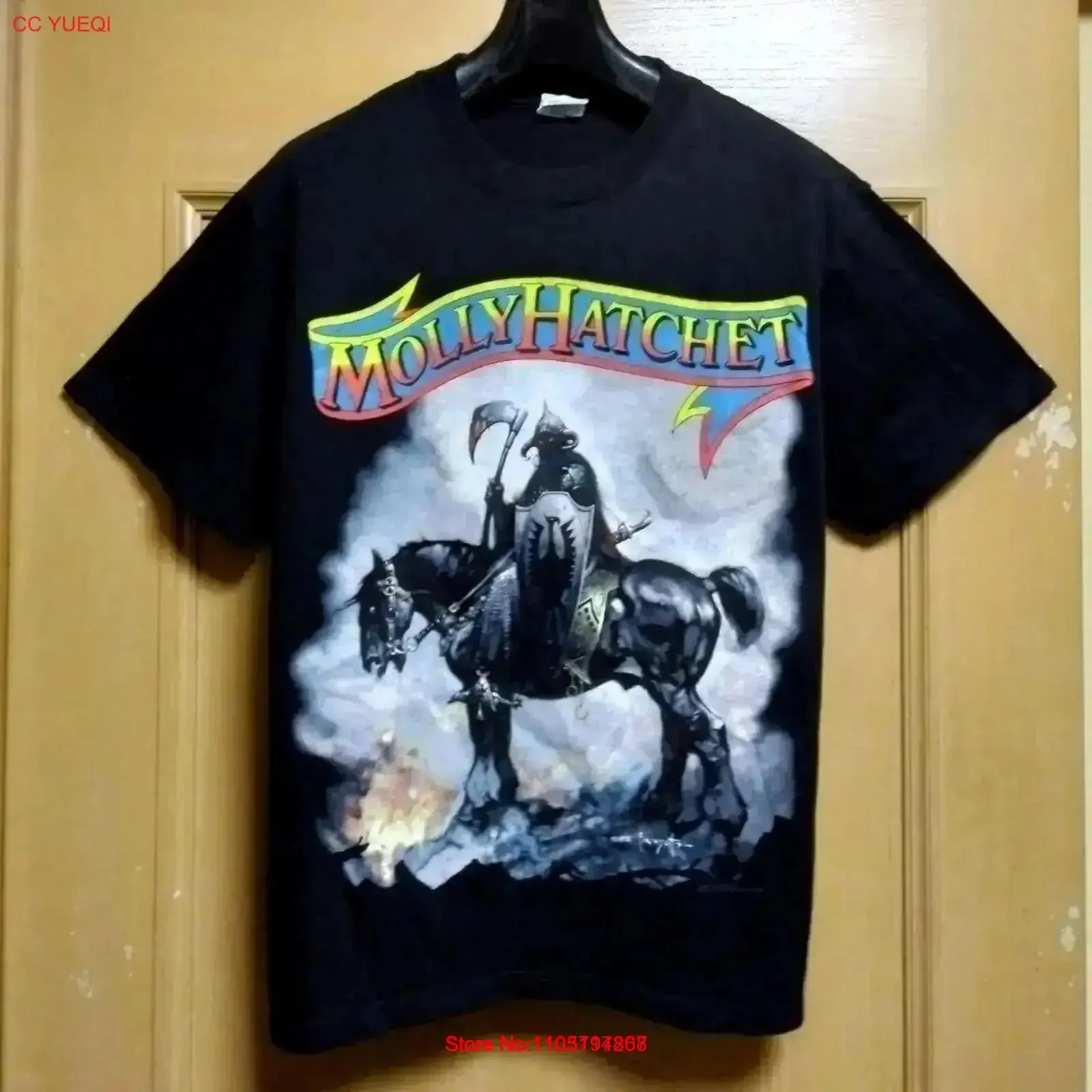 Molly Hatchet band 90s Basic black Retro T shirt Reprint NH16566 vintage Washed graphic Top For Everyday Wear Breathable