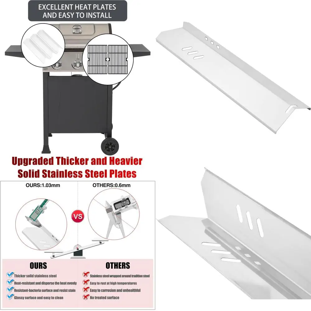 

Grill Replacement Parts for 3 Burner Grills - Heat Plates and Grill Grids - Backyard Grilling Accessories