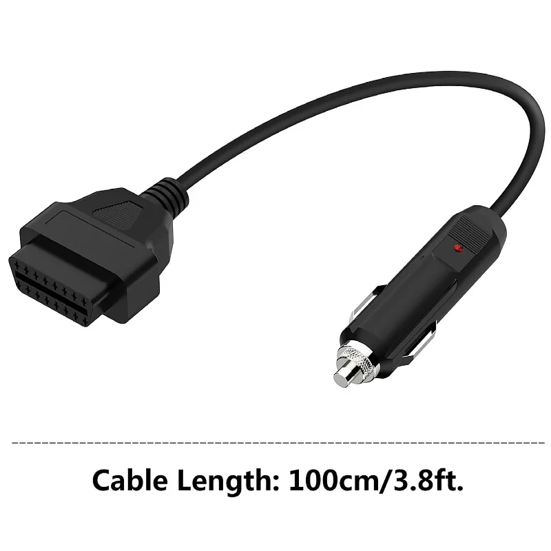 OBD2 hembra a encendedor de cigarrillos OBDII Vehículo ECU Emergencia Memory Saver Cable de fuente de alimentación para 12 V CC