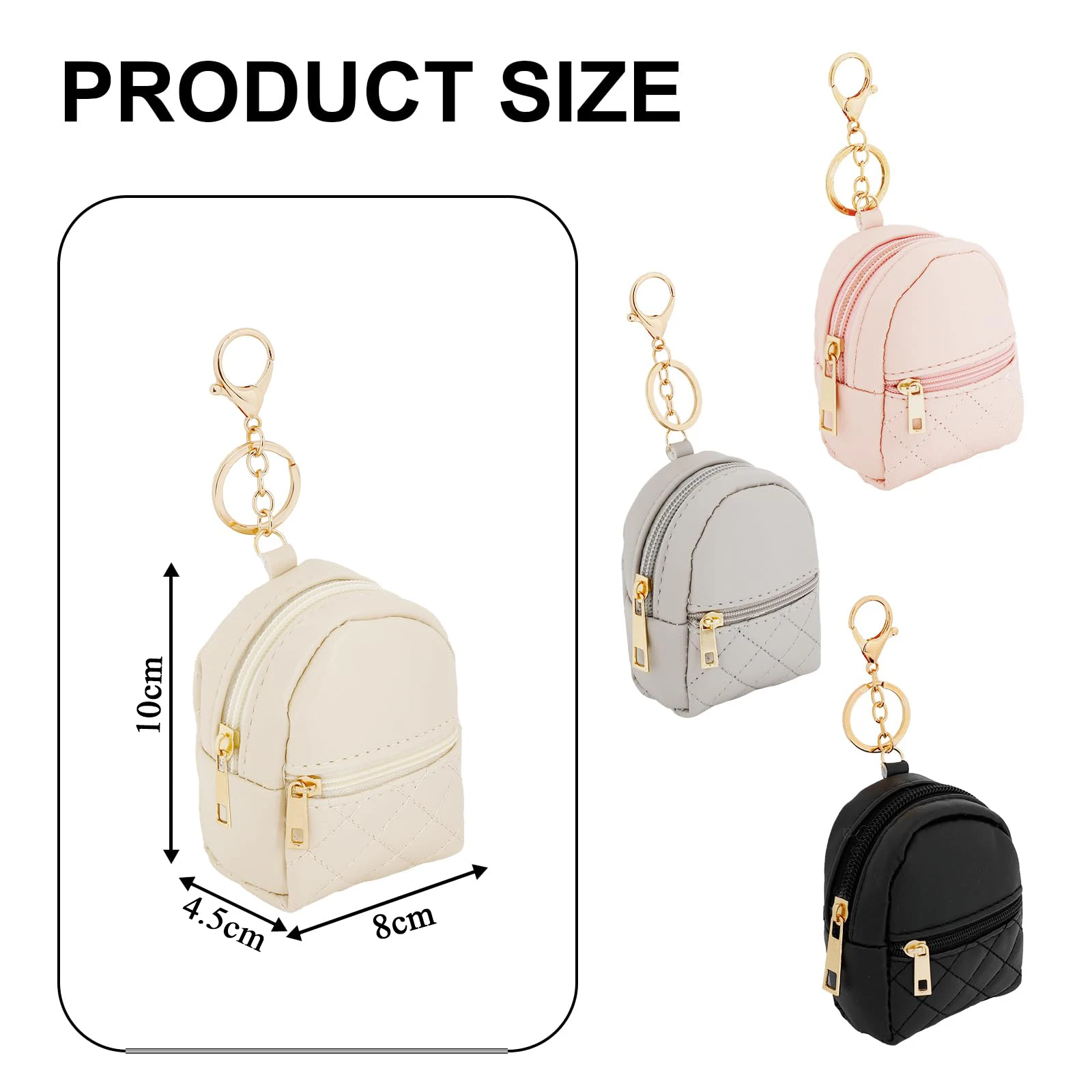 1pc Mini Backpack Cosmetic Bag Keychain PU Leather Lipstick Holder Makeup Bag Lipstick Bag Card Organizer with Zipper