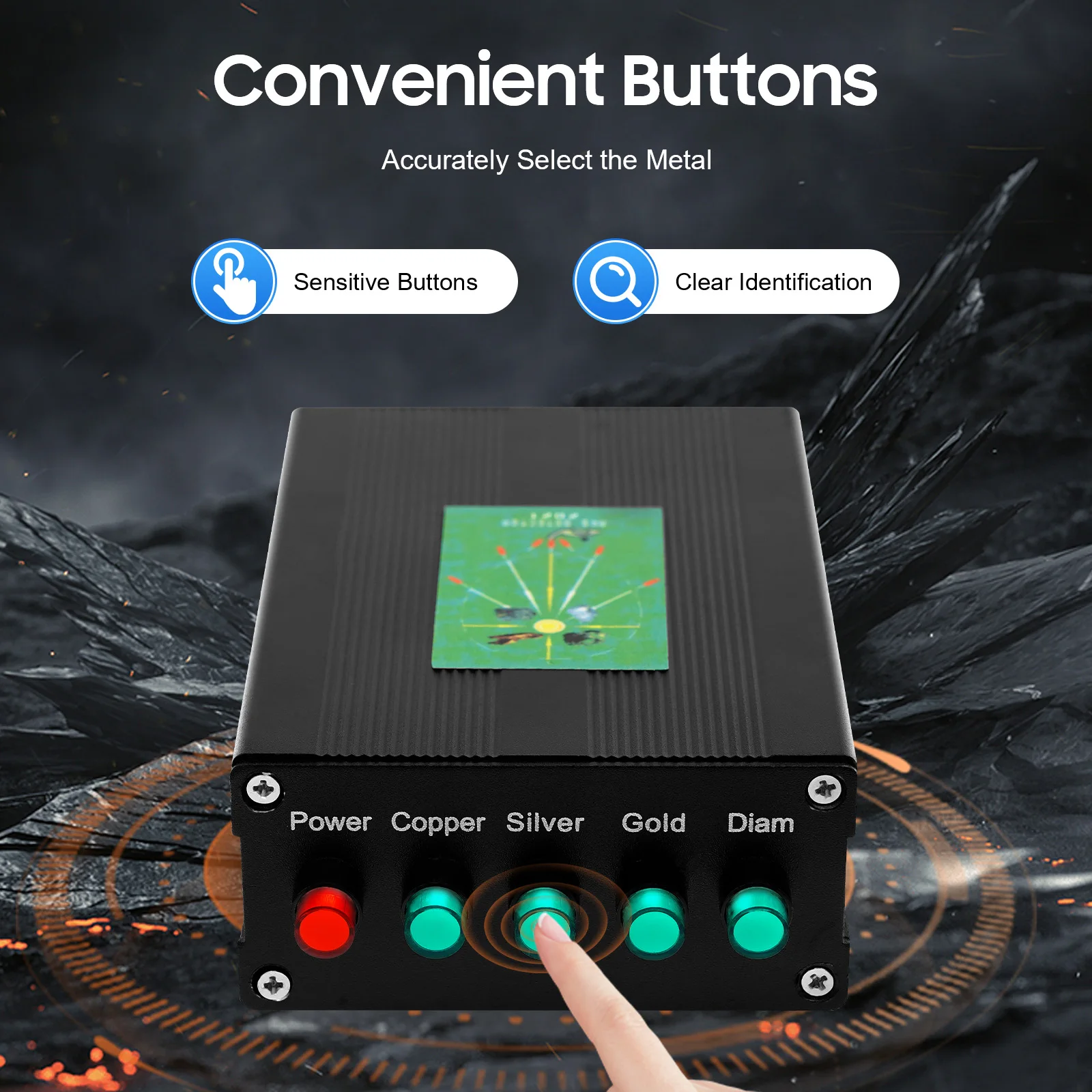 كاشف معادن احترافي بعمق 20 مترًا، نطاق 1000 متر، كشف الذهب/الفضة/النحاس/القطر، تردد 5.6-6 كيلو هرتز