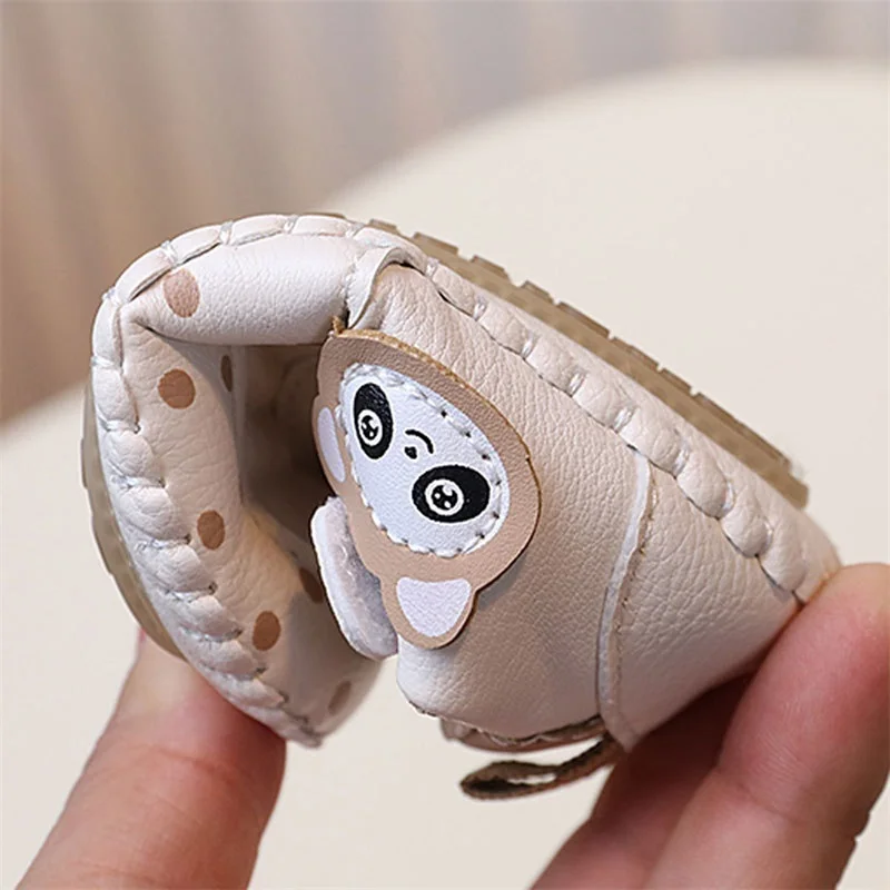 เด็กวัยหัดเดินเด็กทารกเด็กหญิงสังเคราะห์หนังแบนรองเท้าฤดูใบไม้ผลิฤดูใบไม้ร่วงการ์ตูนสัตว์รูปแบบ Anti-SLIP Soft Sole รองเท้าเด็กทารก