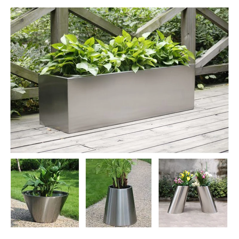 Stainless Steel Plant Flower Pots For Luxury Home Flower Vase Decoration Outdoor and Indoor Use