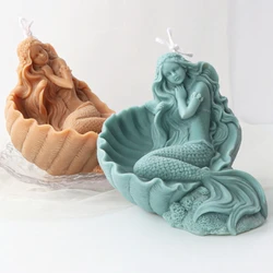 Sleeping Shell Mermaid stampo per candele in Silicone fai da te candela per il corpo umano che fa sapone stampo in resina Caly regalo forniture artigianali decorazioni per la casa