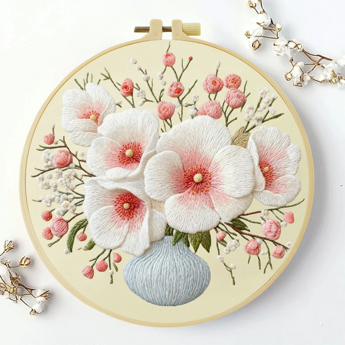 1 Stück 20X20CM/15X15CM 7,87/6,3 Zoll Blumen-Stickerei-Starter-Kit DIY-Kit DIY-Stickerei-Set Handarbeiten Nadelkunst – Detail 2
