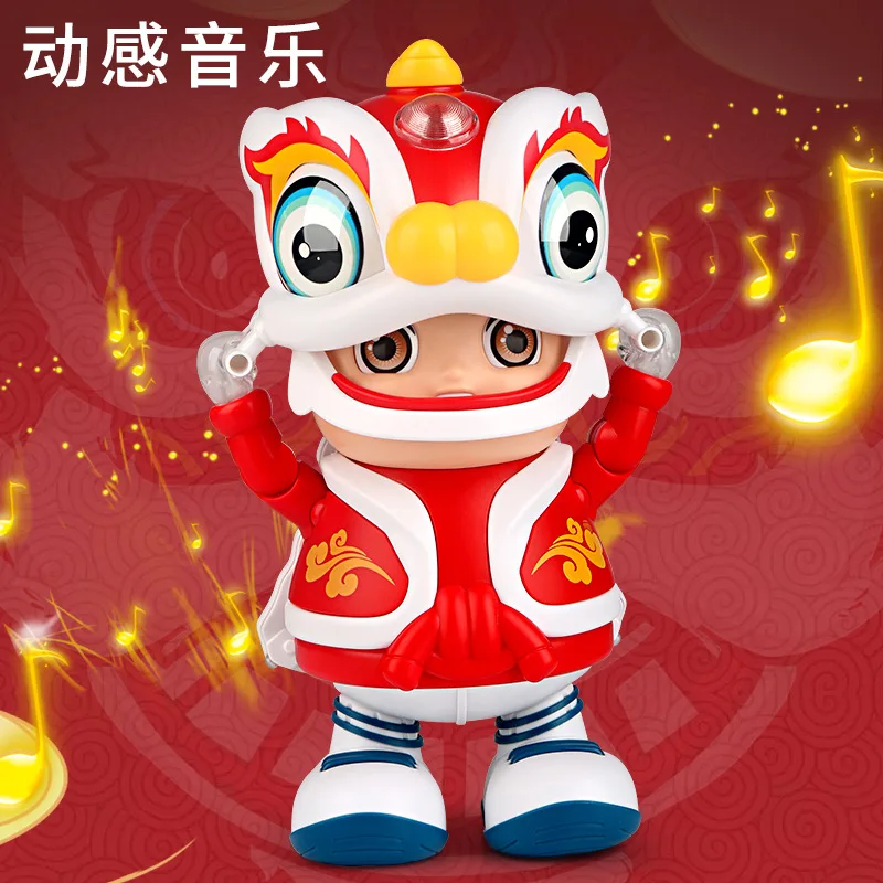 Children's Electric Toys Creative Funny Lion Dance Dancing Robot With Music And Lights Swinging Lion Dance Toys Baby Puzzle Toys