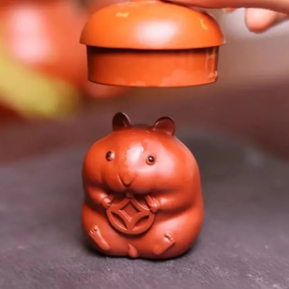 Purple Clay Tea Pet Mouse Ornament  Money Mouse Tea Plaything Adorable Tea Ceremony Tea Table Tea Play
