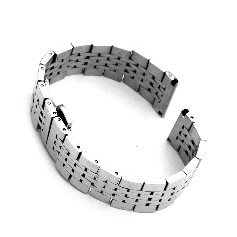 Stainless Steel Solid Steel Belt for Tissot T41 Watch Seven Beads Strap Double Press Butterfly Buckle Watch Band