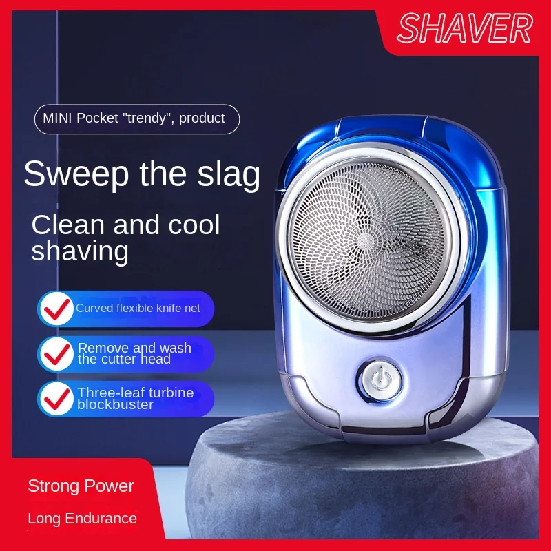 Men's Mini Portable Electric Shaver TYPE-C Charging Curved Flexible Blade Mesh Shaver