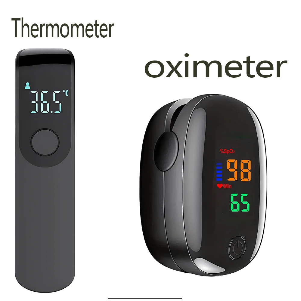 Medical IR Fever Thermometer LED Digital Backlit Measure Non-contact Body Thermometer or Finger Mini Oximeter Blood Oxygen Tool