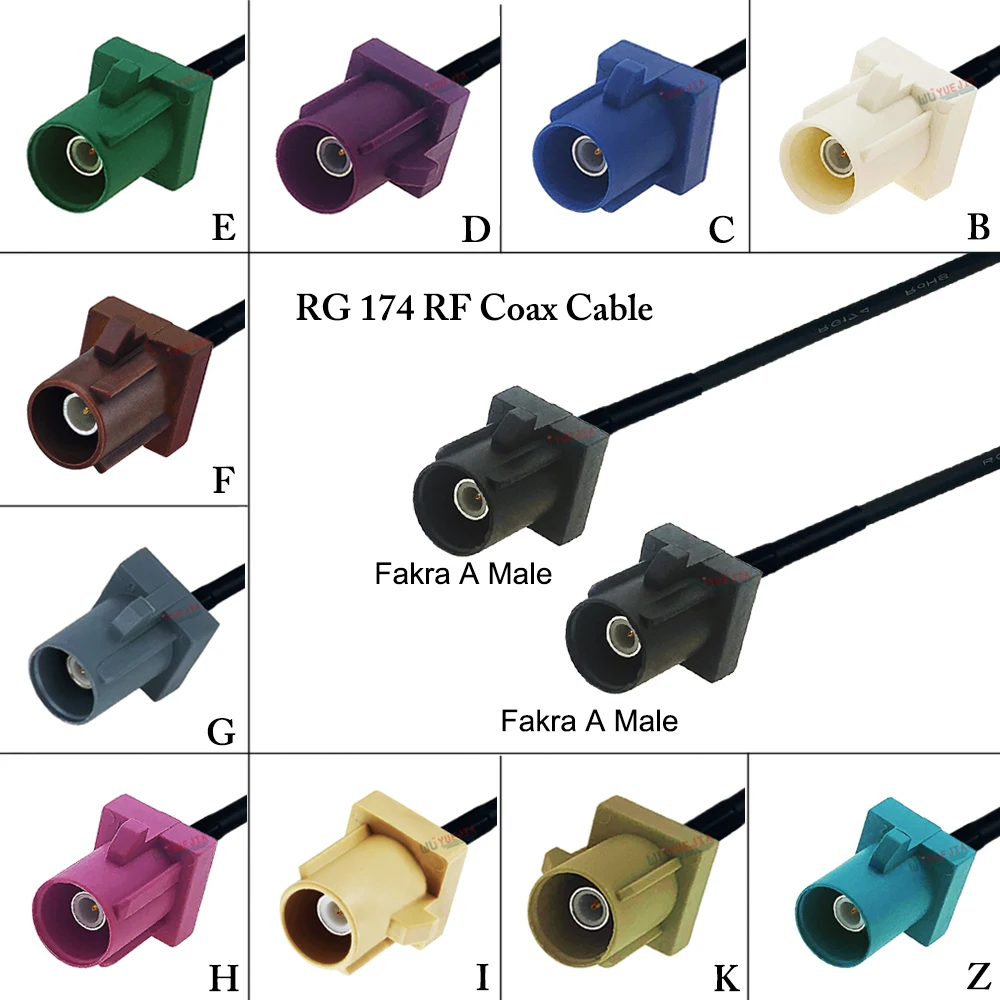 

10 CM~15 M Fakra Male Cable Fakra ABCDEFGHIKZ Male Plug Connector RG-174 RF Coaxial Cable For GPS Antenna Systems Jumper Pigtail
