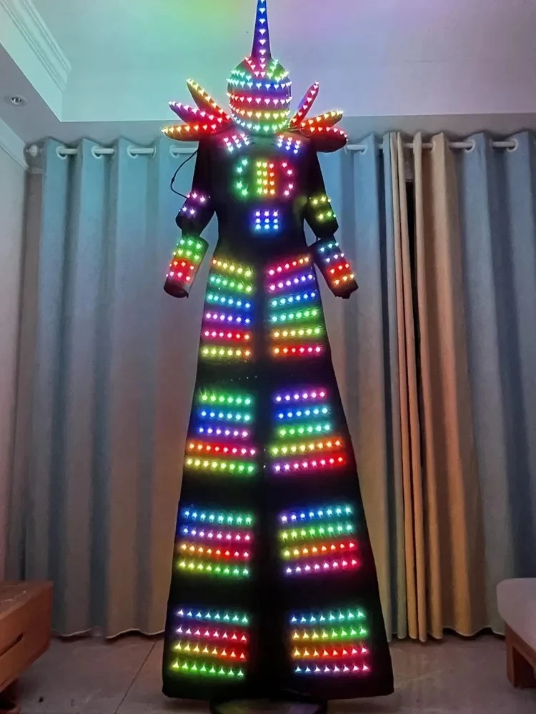 

Led Robot Suit Light Robot Costume Clothing Robot LED Stilts Walker Suit With Helmet For Stage Show Party Luminous Jacket