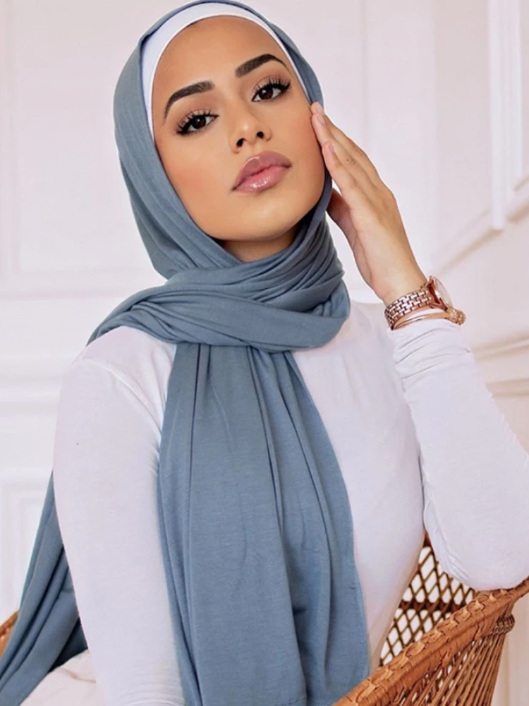 Fashion Modal Cotton Jersey Hijab Scarf Women Muslim Shawl Plain Soft Turban Head Wraps Islamic Africa Headband 170x55cm