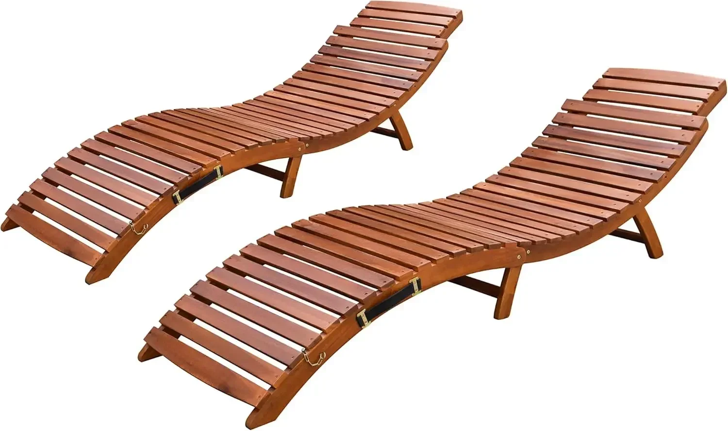 Patio Chaise Pool Lounge Outdoor Folding Wooden Lounge Chair for Outside Waterproof Lounge Chair (2 Piece)