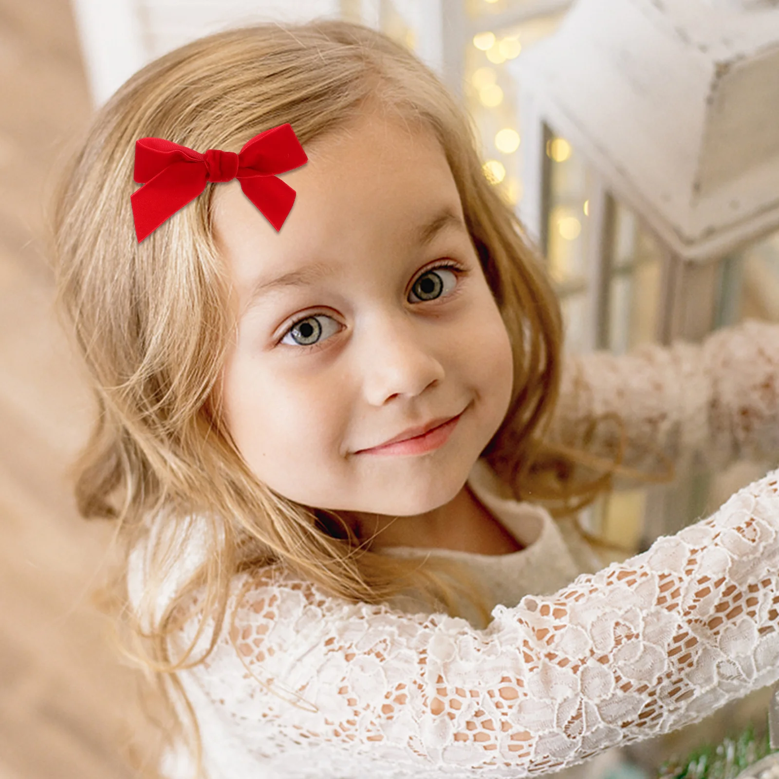 

3pcs Mini Hair Bows for Girls Cute Fabric Ribbon Barrettes Accessories Red Christmas Clip Set