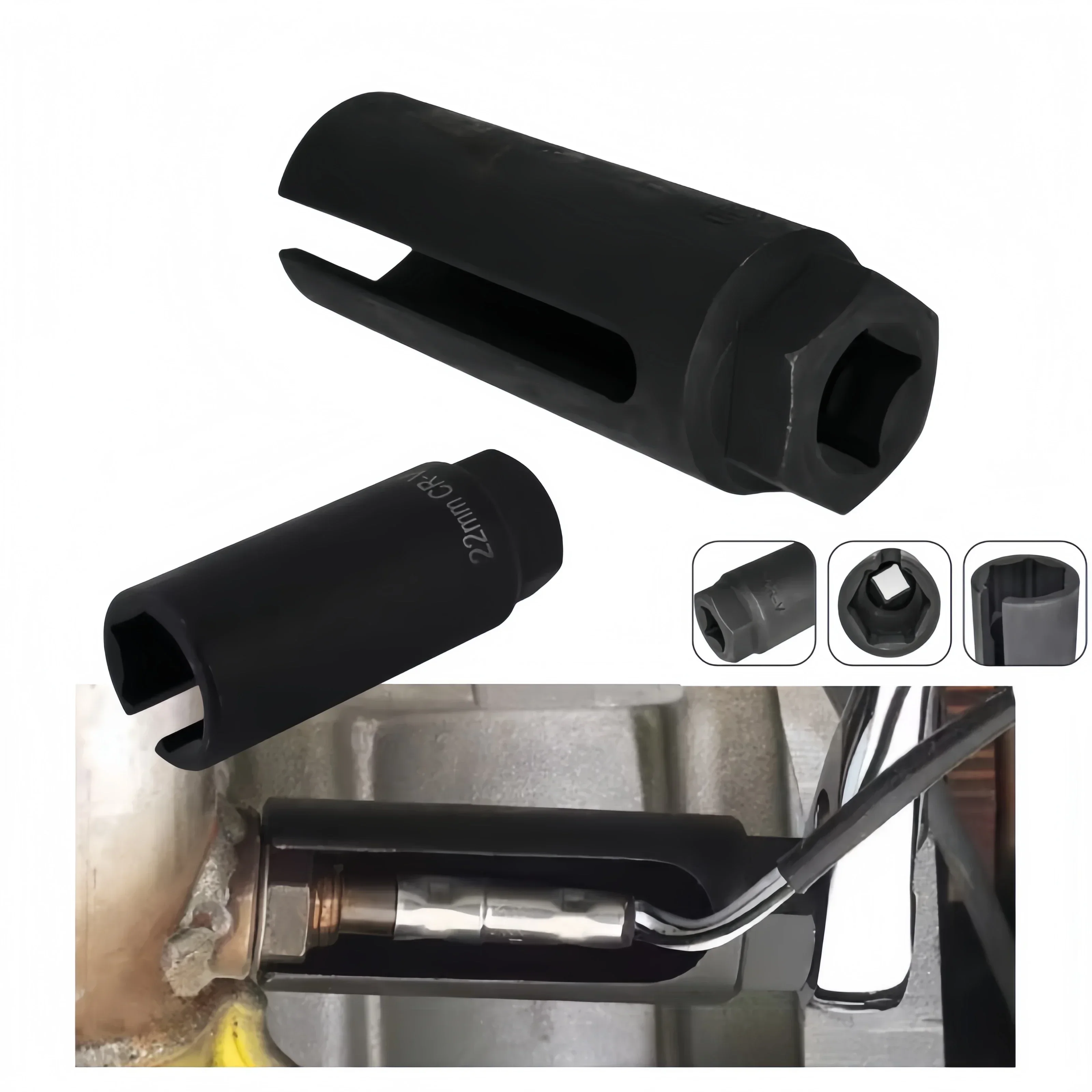 High Hardness Chrome Vanadium Steel Socket for Sensor Disassembly Automotive Repair Tools 22mm Oxygen Sensor Sleeve