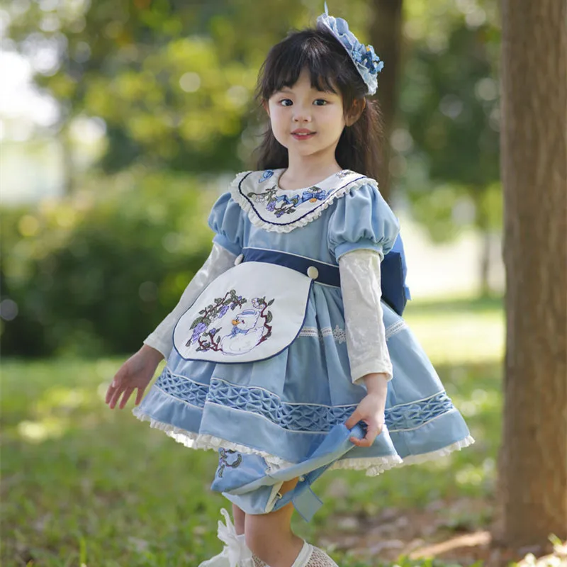 Spanish Baby Luxury Dress Girls Lolita Princess Dreeses Children Birthday Eid Party Ball Gown Kids Embroidered Boutique Vestidos