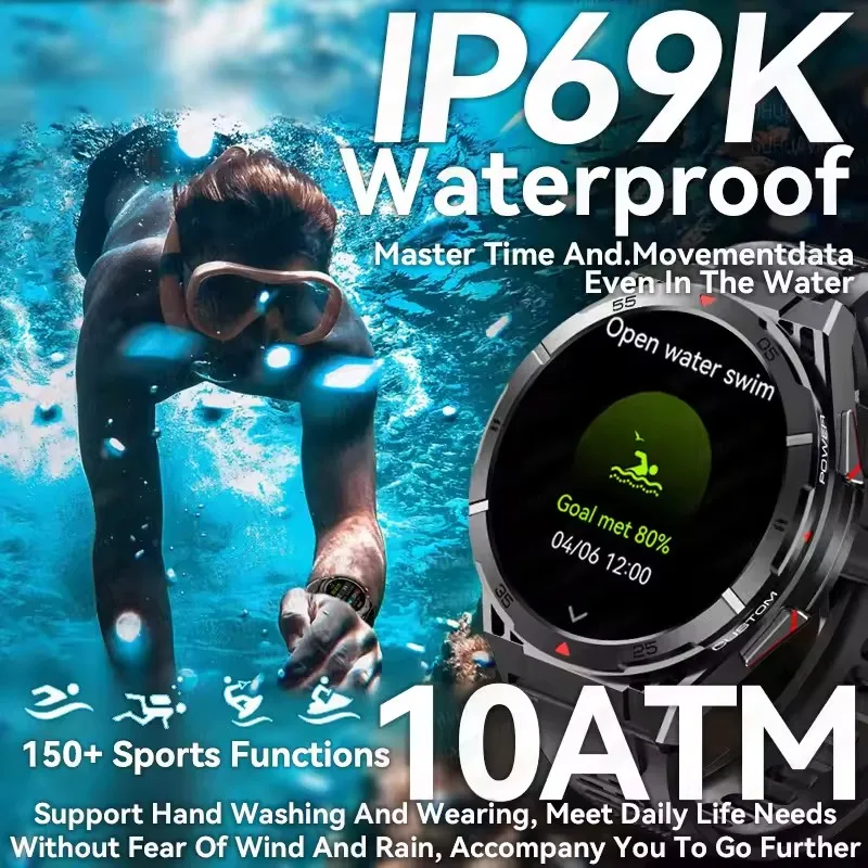 2025 New GPS Compass 10ATM Waterproof Smart Watch Compass 1.43-inch AMOLED HD Round Screen Health Monitoring Sports Smartwatches