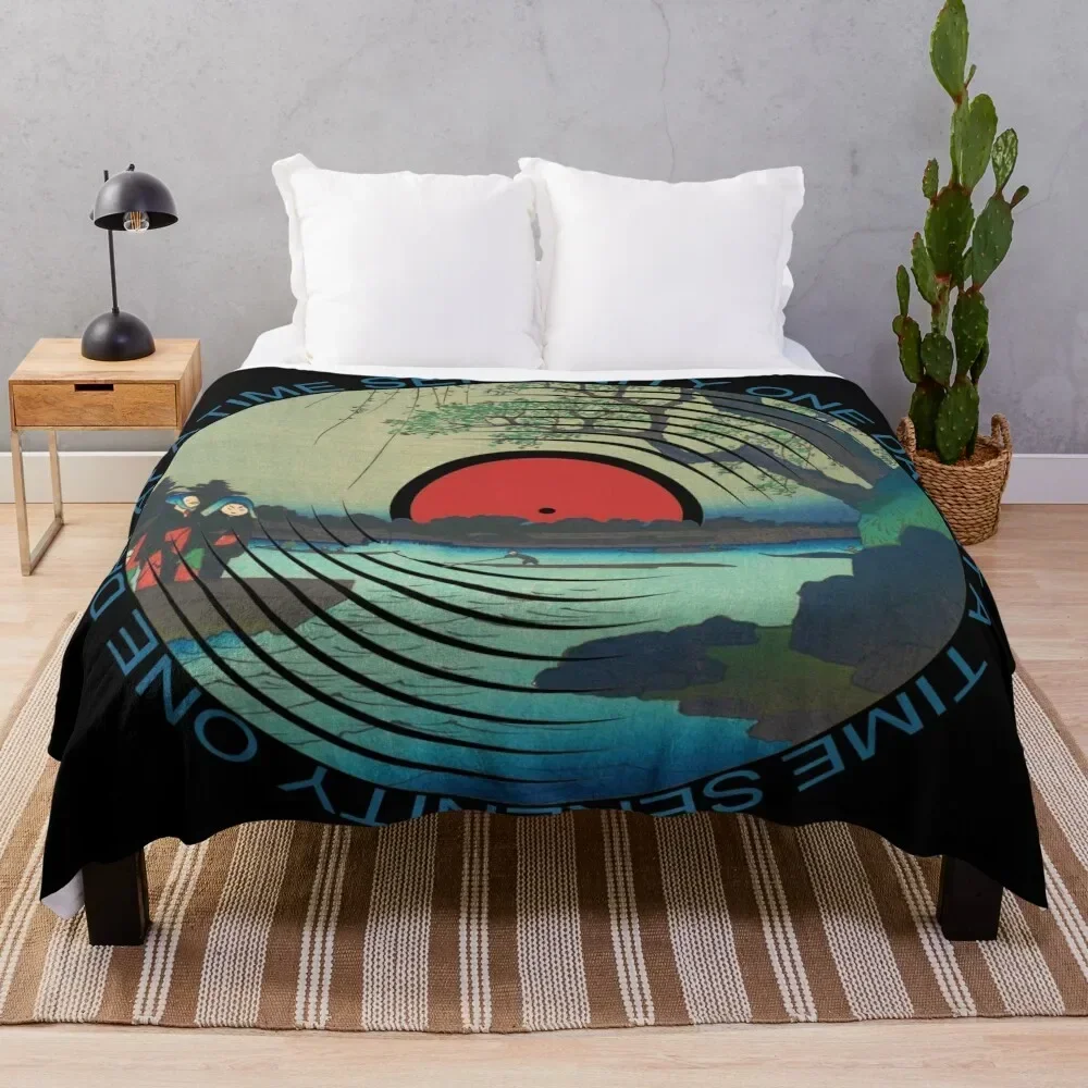 

Sobriety Serenity One Day At A Time AA Sober River Throw Blanket Retros funny gift Sleeping Bag Blankets