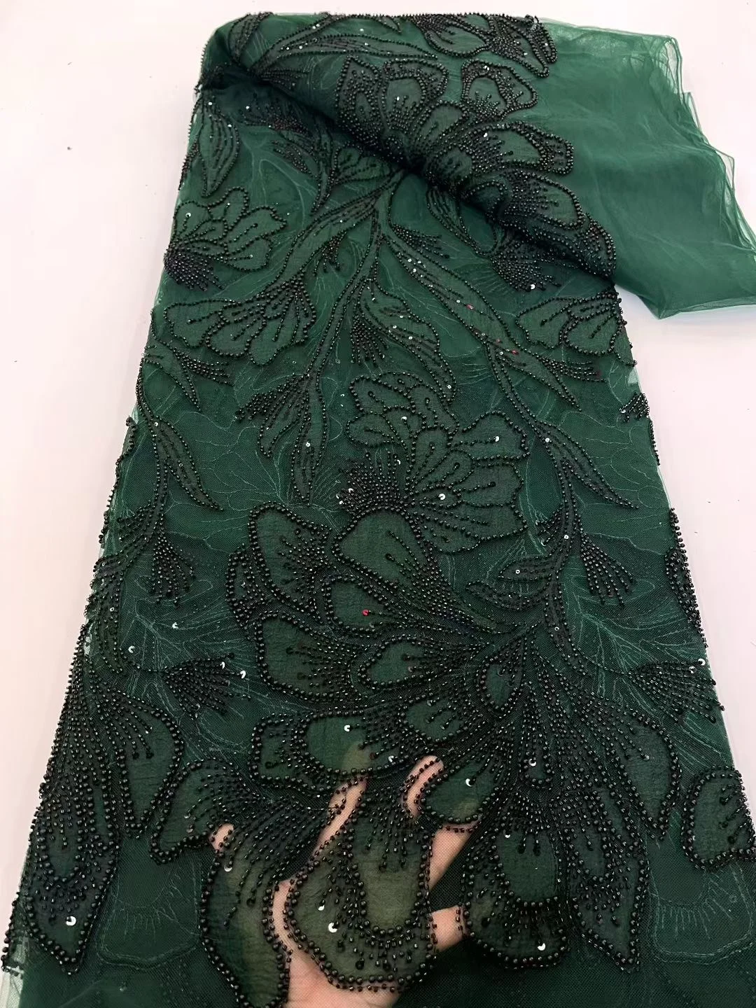 

Высокое качество африканское золото ручной работы из бисера кружевная ткань 2025 шитье блесток вышивка нигерийская кружевная ткань женское свадебное платье