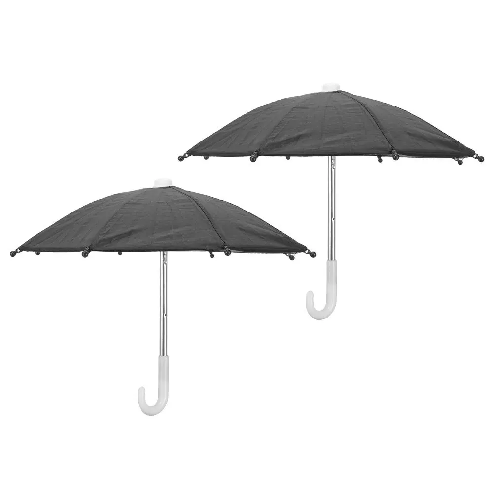 

2pcs Phone Umbrella For Bike Motorcycle Outdoor Rain Sun Protection Lightweight Mini Umbrella Cycling Hiking Mobile Holder Shade